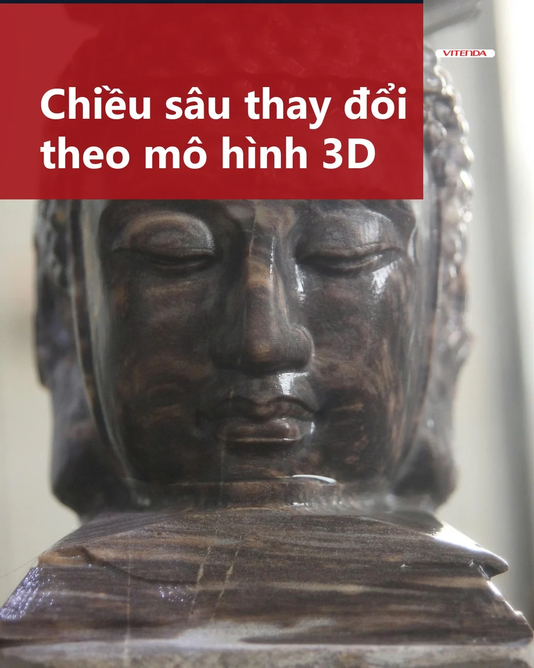 Đầu tượng đá chạm khắc nổi khối, minh hoạ chiều sâu thay đổi liên tục của máy điêu khắc đá 3D