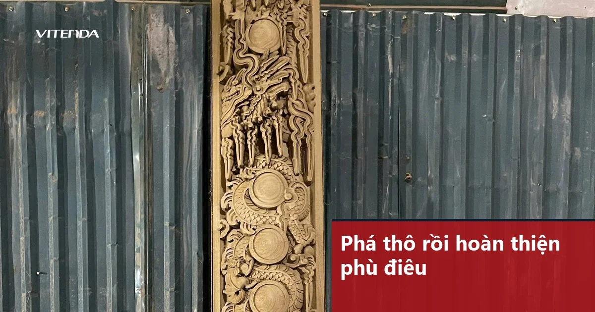 Phù điêu gỗ rồng chạm nổi sau khi gia công, ví dụ chi tiết cần dao đầu cầu hoàn thiện