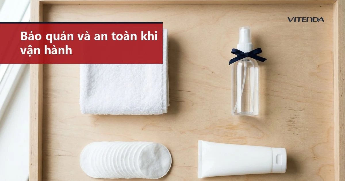 Minh hoạ khăn, bông, bình xịt và tuýp gel dùng để vệ sinh và bảo quản máy điêu khắc body