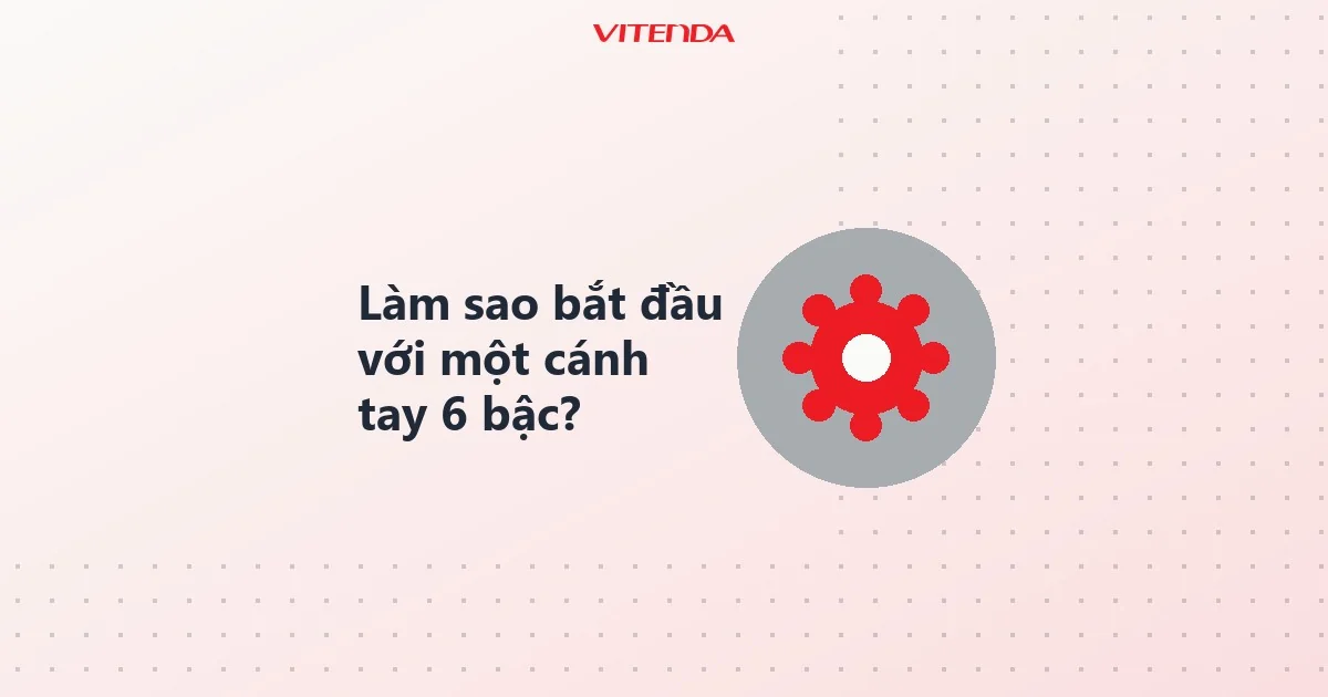 Biểu tượng bánh răng đi cùng câu hỏi làm sao bắt đầu với một cánh tay robot 6 bậc
