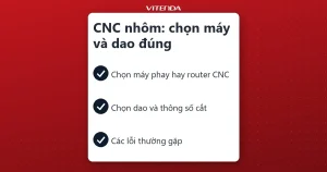 Thẻ checklist CNC nhôm: chọn máy phay hay router CNC, chọn dao và thông số cắt, các lỗi thường gặp