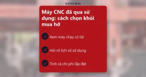 Bìa bài chọn máy CNC đã qua sử dụng với ba ý kiểm tra: chạy có tải, hỏi lịch sử sử dụng, tính chi phí lắp đặt