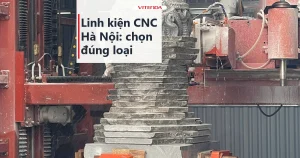 Cụm trục chính, thanh răng và xích cáp của máy CNC Vitenda trong xưởng, tiêu đề Linh kiện CNC Hà Nội